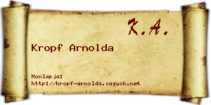 Kropf Arnolda névjegykártya